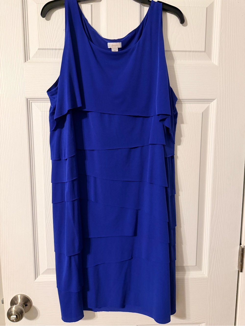 Chico's Size 3 Royal Blue Layered Sleeveless Shift Dress